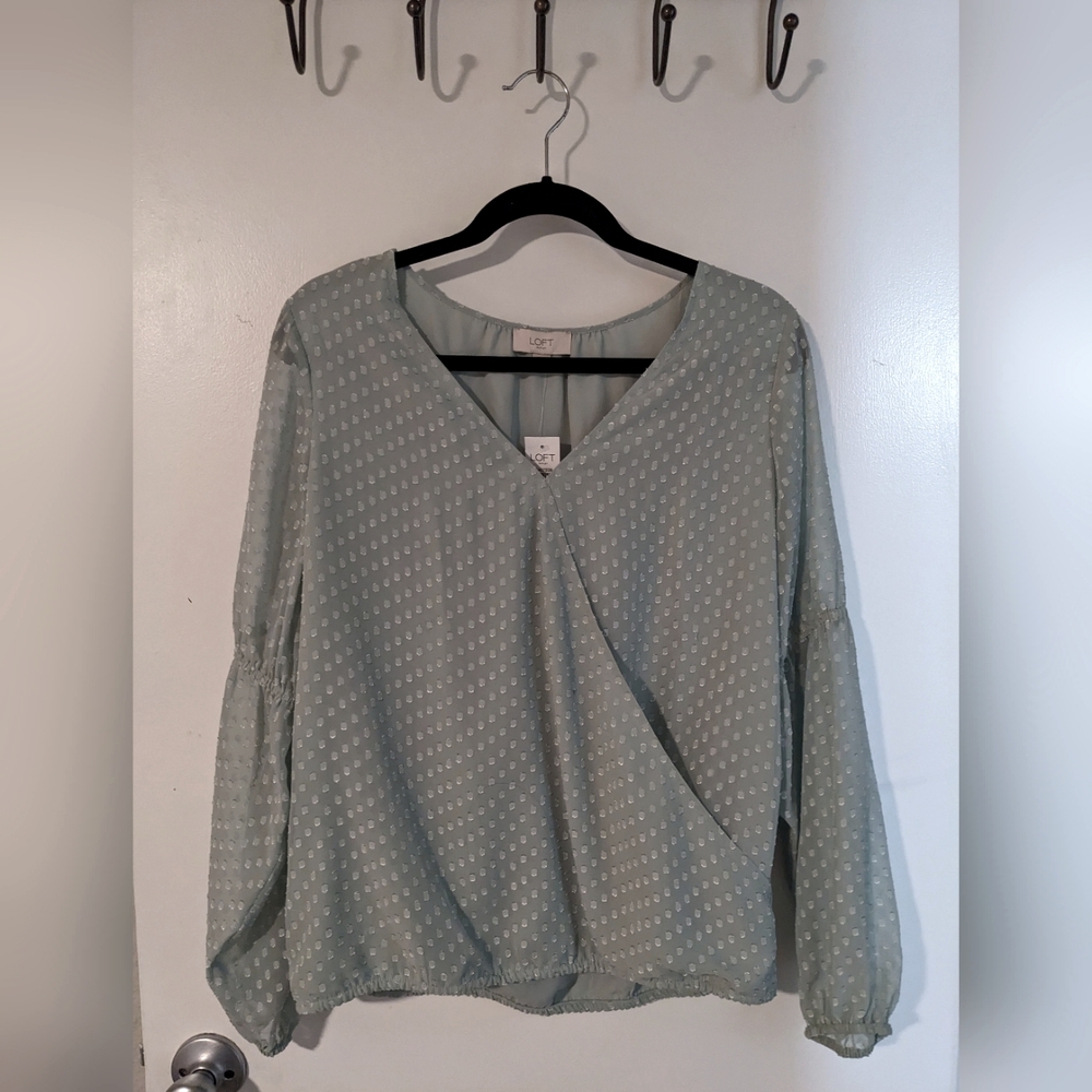 Loft outlet long sleeved sage blouse size S